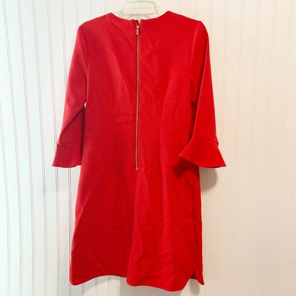 Ann Taylor Red 3/4 Fluted Sleeve Shift  Dress - Picture 6 of 6